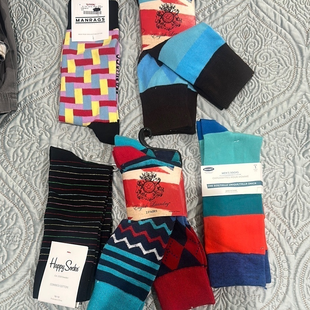 Men’s fun socks, size 10-13 seven pair all new